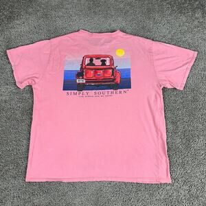Simply Southern Shirt Mens Extra Large Pink Live Simple Be Happy Truck Dog